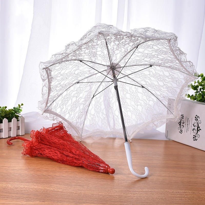 Vintage Wedding Bridal Umbrella Lace Embroidery Parasol Umbrella for Wedding Party Celebration