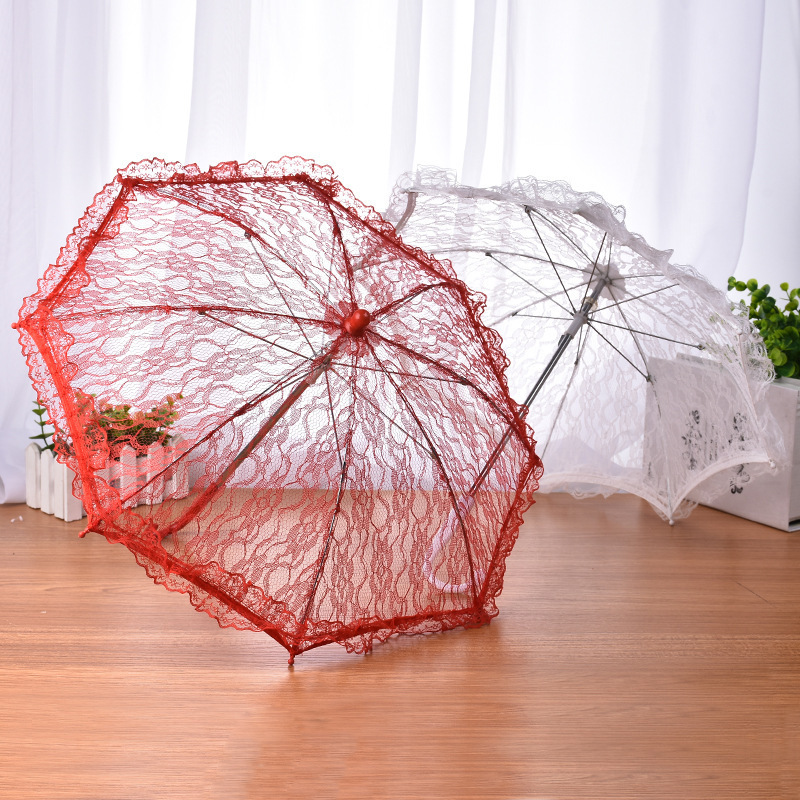 Vintage Wedding Bridal Umbrella Lace Embroidery Parasol Umbrella for Wedding Party Celebration