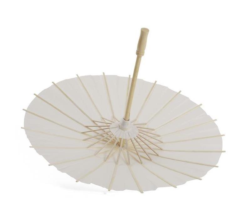 84cm Plain White Chinese Wedding Paper Umbrella Oil Paper Parasol