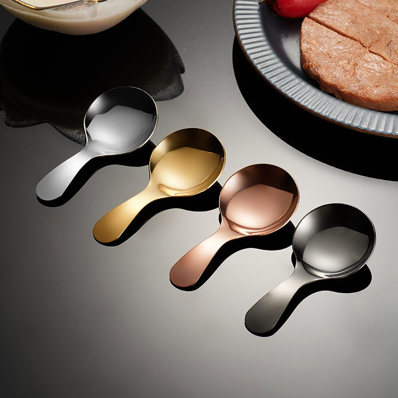 304 stainless steel Round Metal Small Measuring Spoons Short Handle Coffee Ice Cream Dessert Scoop