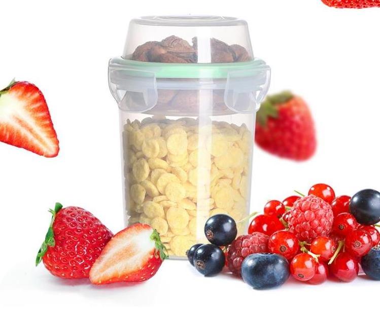 Yogurt Parfait Cups with Lids Large Breakfast On the Go Plastic Bowls with Topping Cereal Oatmeal Salad or Fruit Container