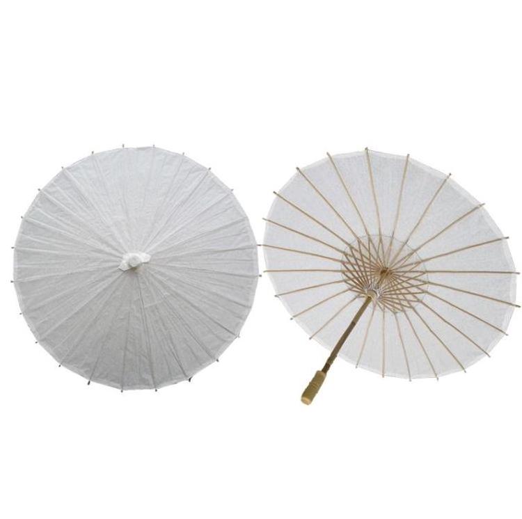 84cm Plain White Chinese Wedding Paper Umbrella Oil Paper Parasol