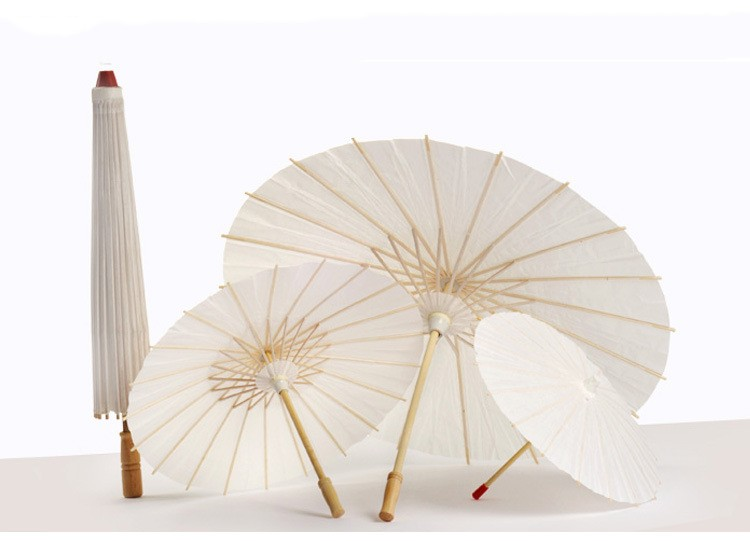 Wholesale DIY Chinese Gifts Paper Wedding umbrellas Plain White Parasol Handmade Bamboo umbrella