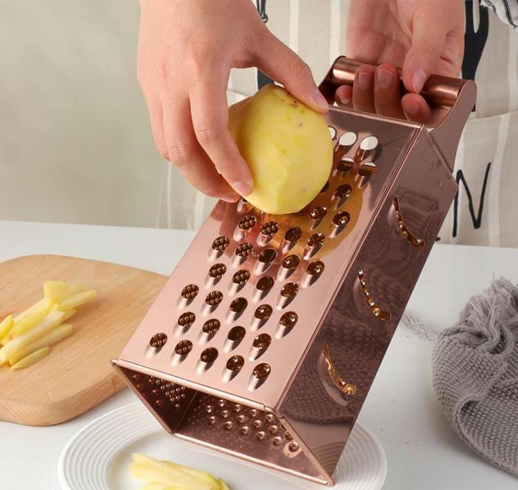 4 Sides Kitchen Food Grater Box Vegetable Potato Slicer Wire Cutting Stainless Steel Cheese Grater