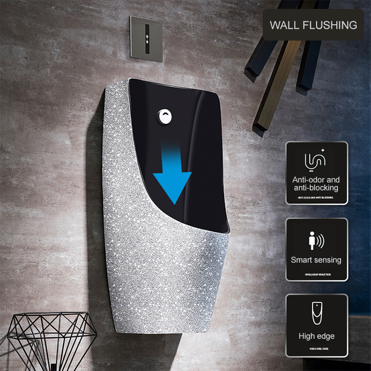 Top Selling Modern Bathroom Sanitary Ware Floor And Wall Mounted Crystal Stones Smart Urinal