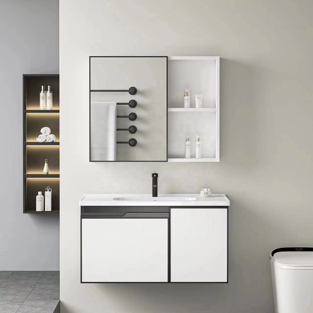 Contemporary Multi Scene Use Of Modern Vanity Bathroom Mirror Cabinet With Basin