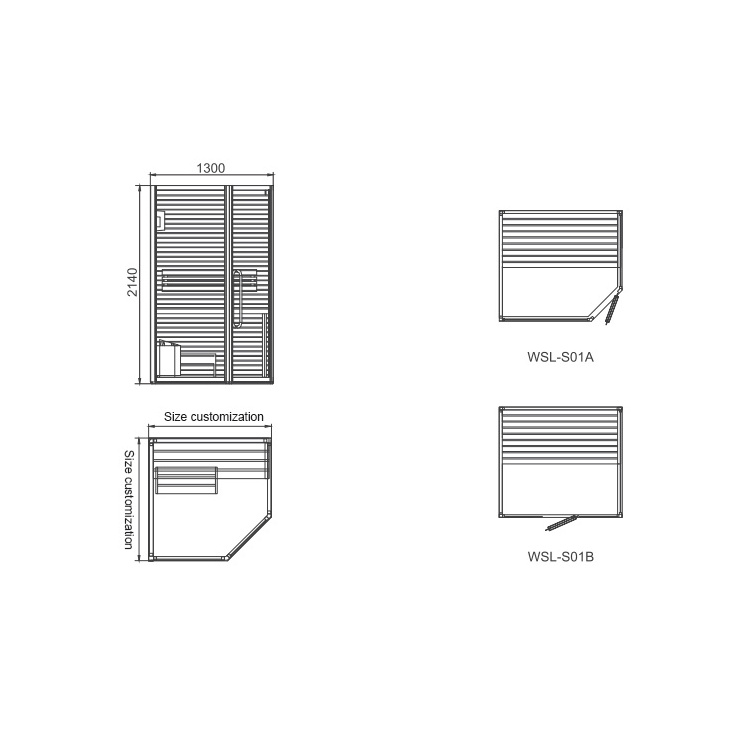 Professional Factory Wet And Dry Sauna Bath Indoor Steam Shower Room Tempered Glass Door