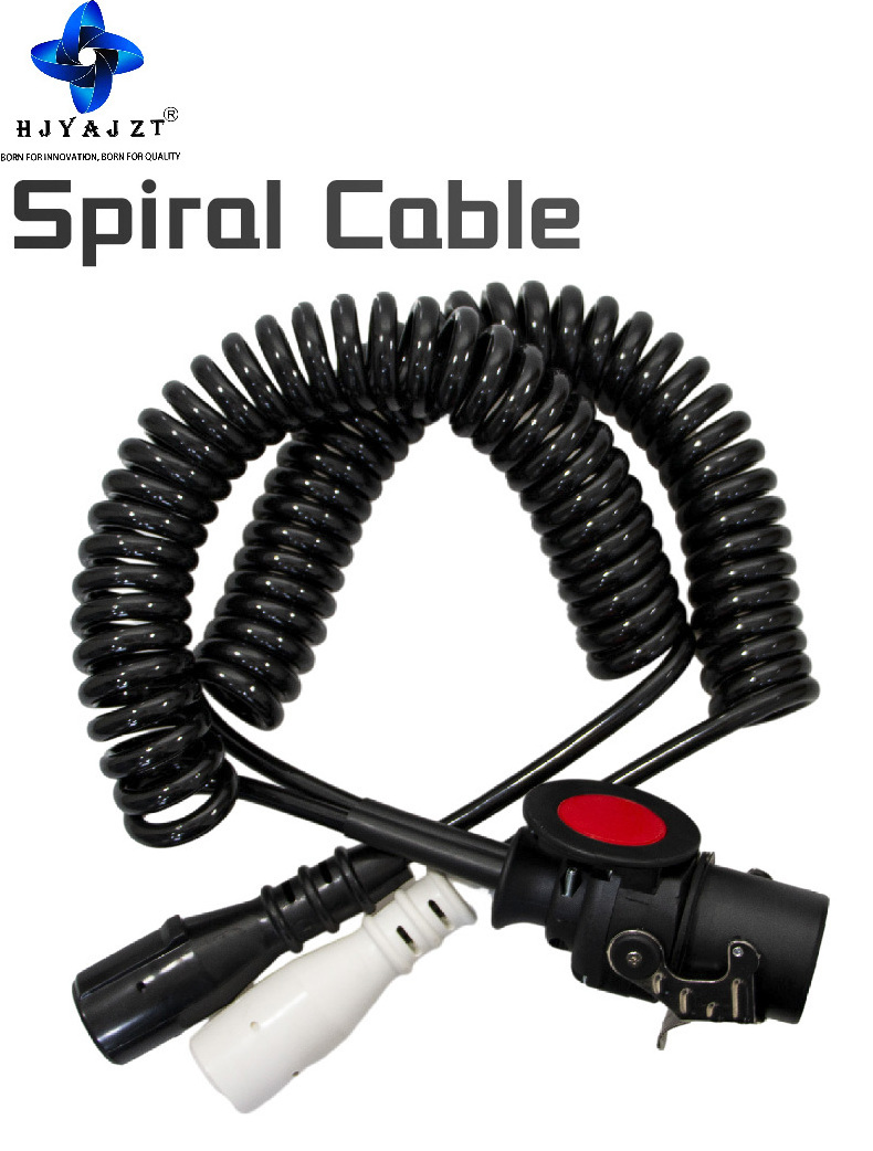 Truck and Trailer 15 Core Cable Brake System One To Two 7 Core Spiral Cable Coiled Truck Tractor Trailer Cable Cord