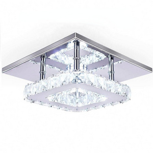 Modern Mini Led Chandelier Semi Flush Mount Chrome Crystal Lighting Ceiling Crystal Lamp for Bedrooms Dinning Rooms Hallway