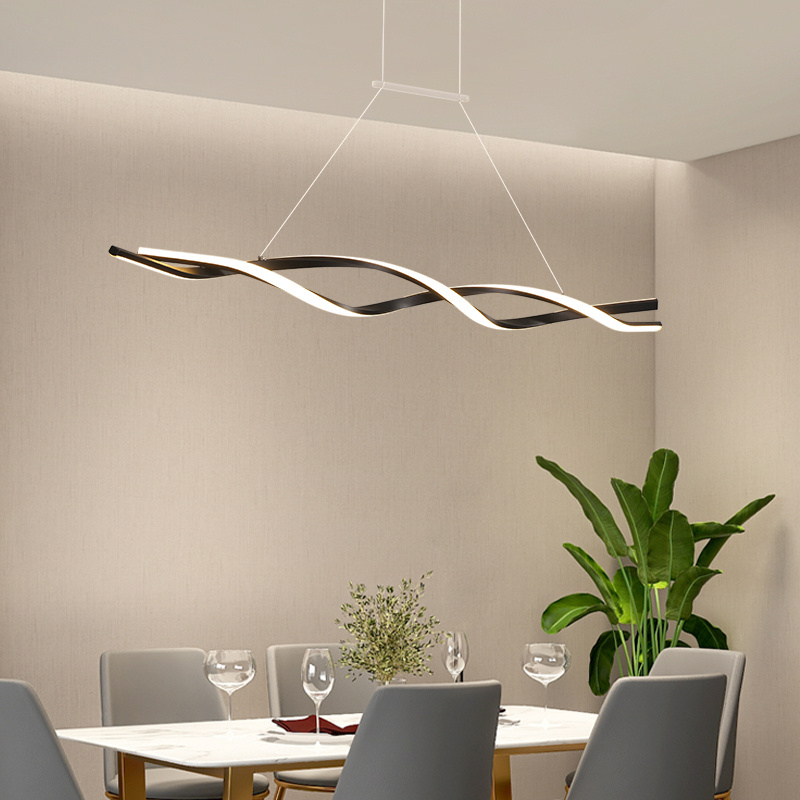 Modern Table Dining Room Kitchen Bar Minimalist Pendant Lamp Home Decor Lighting Black White Fixtures LED Ceiling Chandelier