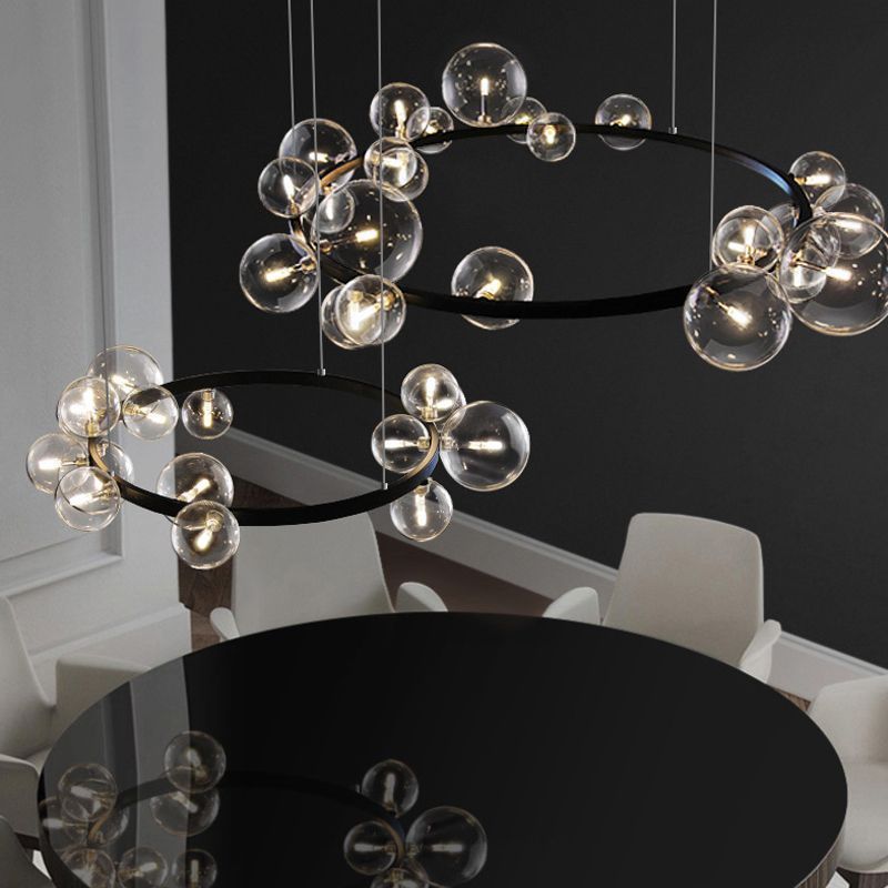 LED Chandelier Hall Parlor Lighting Fixtures Pendant Lights Clear Glass Bubble Bedroom Hanglamp Bubble Light Chandelier