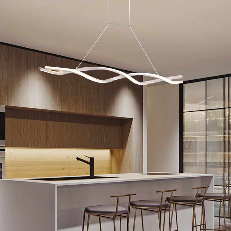 Modern Table Dining Room Kitchen Bar Minimalist Pendant Lamp Home Decor Lighting Black White Fixtures LED Ceiling Chandelier