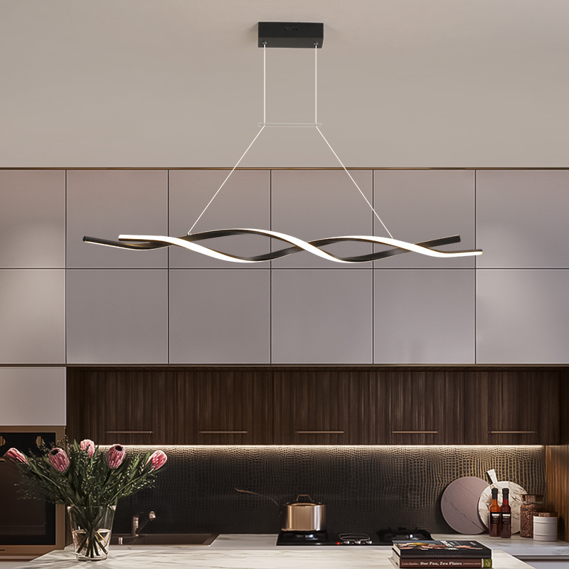 Modern Table Dining Room Kitchen Bar Minimalist Pendant Lamp Home Decor Lighting Black White Fixtures LED Ceiling Chandelier