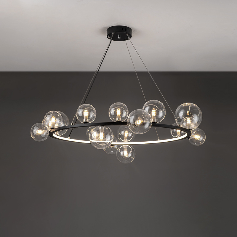 LED Chandelier Hall Parlor Lighting Fixtures Pendant Lights Clear Glass Bubble Bedroom Hanglamp Bubble Light Chandelier