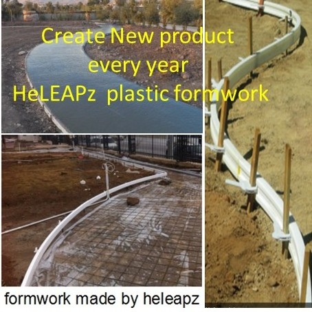 Light weight  fast work reusable sidewalk flexible plastic formwork for curvy curve curved concrete work