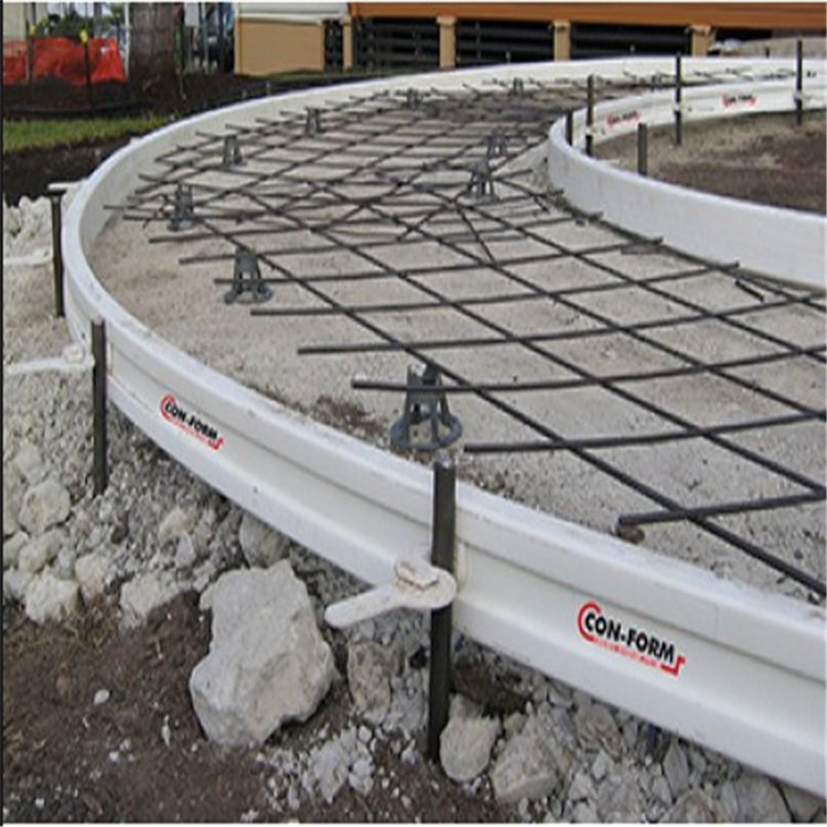 Light weight  fast work reusable sidewalk flexible plastic formwork for curvy curve curved concrete work