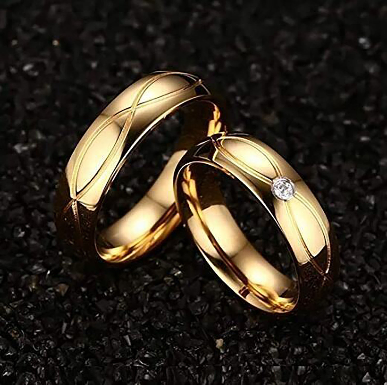 OEM hele jewelry Saudi Arabic Couple Gold Plated Jewelry Sets Wedding Ring For Mens Women