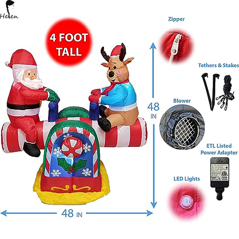 Christmas Inflatables Santa Clause Riding The Polar Bear with Shaking Head Outdoor Decorations Clearance Blow Up Yard Decor