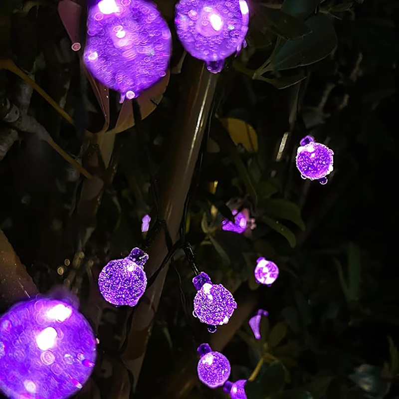 Waterproof outdoor purple crystal light ball string yard camping garden party lawn festive christmas decoration light string