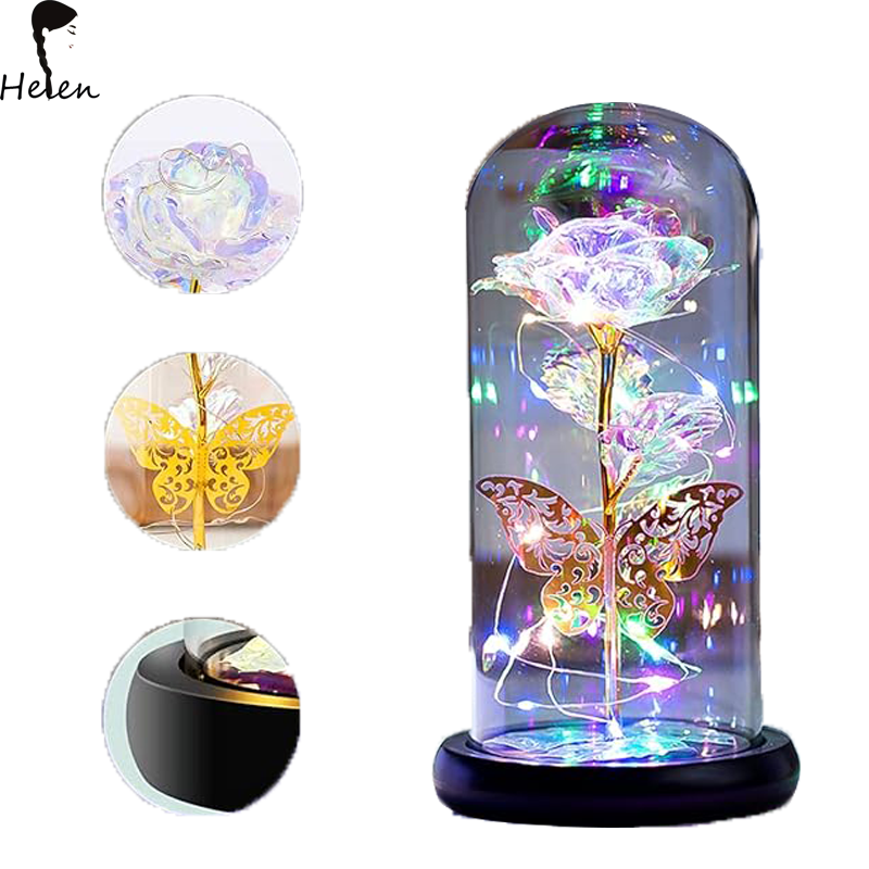 Helen Eternal Flower Led Lamp Rose Lamp Romantic Atmosphere Lamp Couple Gift Luminous And Colorful Light Flower Light