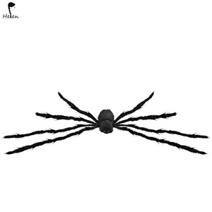 125cm Halloween Simulation Huge Spider Black Scary Giant Spiders With Purple LED Decoration Props Haunted Indoor Outdoor Decor