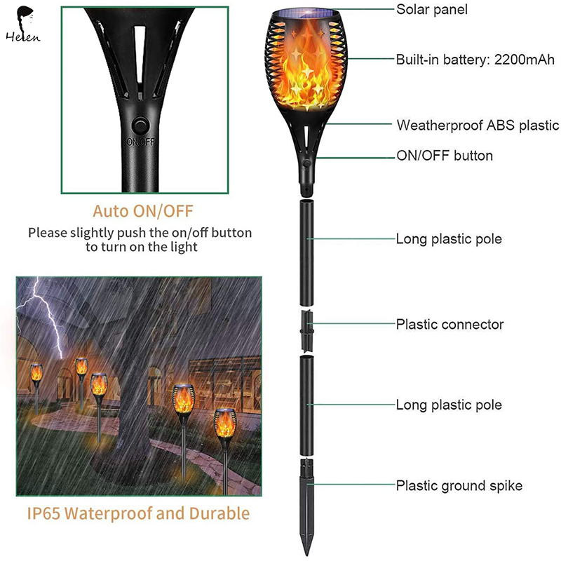 Cross border hot selling solar flame light outdoor courtyard simulation lawn LED Halloween decoration landscape torch light