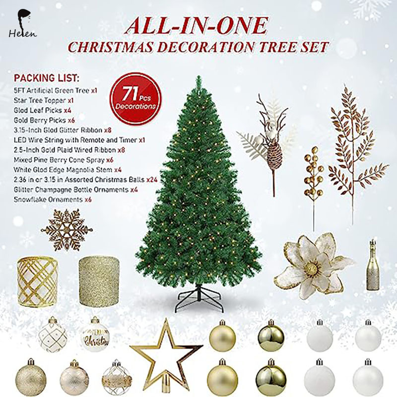 Helen Christmas Tree Branch Flocking Spray White Tree Plus Pine Cone Decoration Christmas Tree Big Xmas