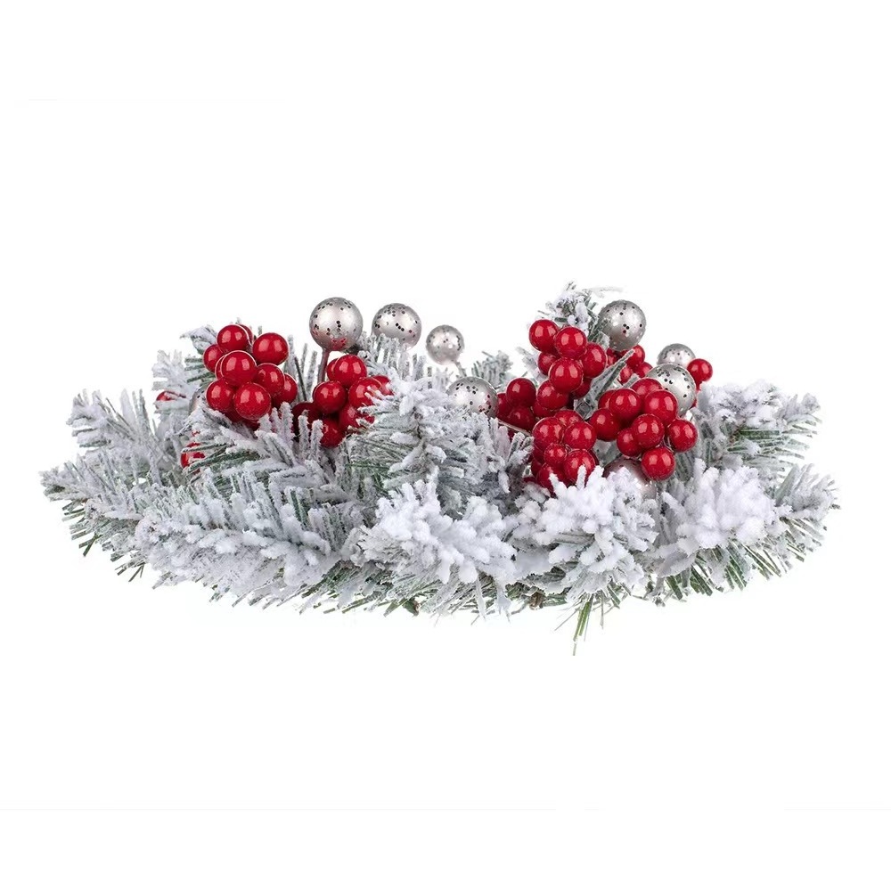 Xmas Wreath Christmas Candlestick Garland Ornaments Christmas Advent Wreath decorated with pine needles pine cone ribbons