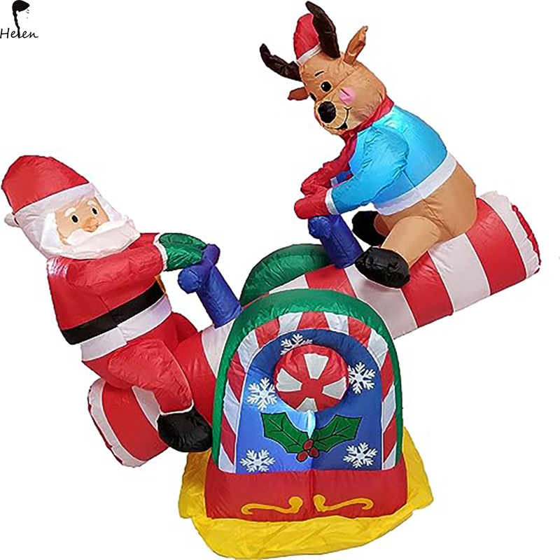 Christmas Inflatables Santa Clause Riding The Polar Bear with Shaking Head Outdoor Decorations Clearance Blow Up Yard Decor