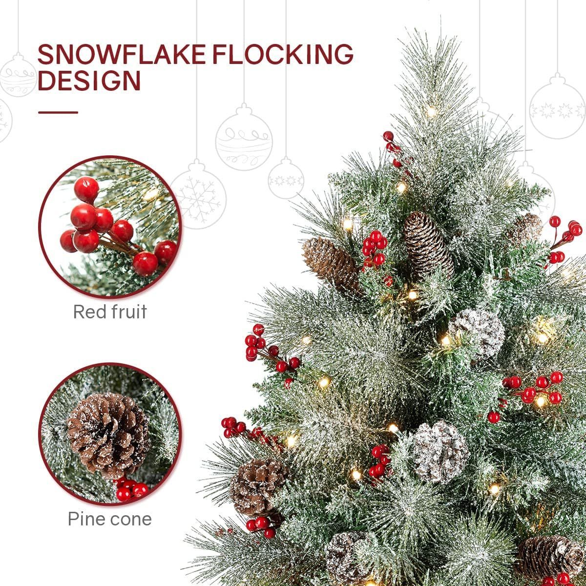 Flocked Christmas tree tabletop Snow Pine with wooden base, small, wooden base  Christmas tree suitable for Christmas