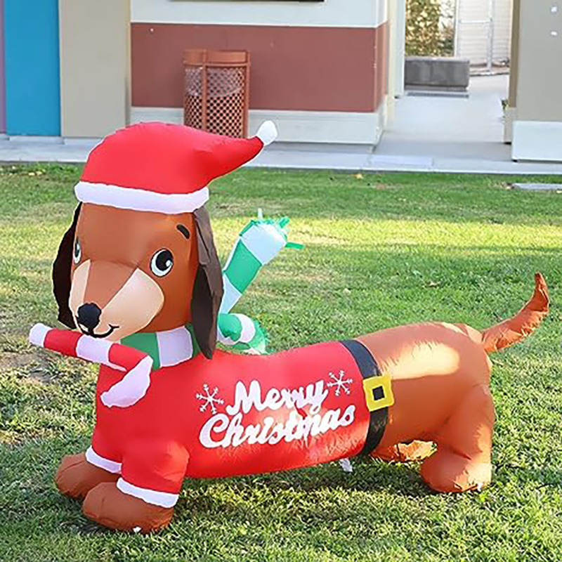 Christmas Inflatables Dachshund Dog, Blow Up Yard Decoration Clearance with LED Lights Built-in for Holiday/Party/Yard/Garden