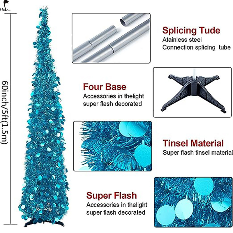 Christmas Tree , Arbol de Navidad with Fold-Able Base Stand, Premium North Valley Spruce for Home,  Shop Decoration