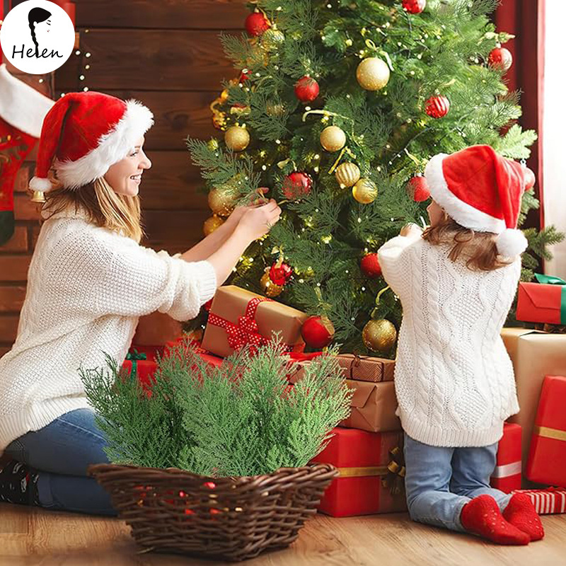 Helen hot-selling artificial pine needles branches artificial cedar sprigs for Christmas embellishing and home garden decoration