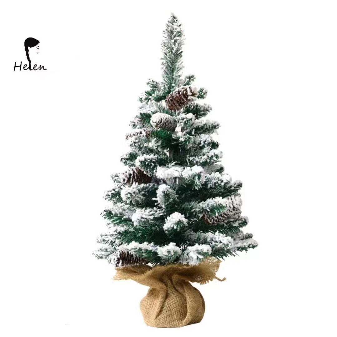 Mini Christmas Tree with snow frosted Christmas tree sisal tree suitable for tabletop decorative crafts