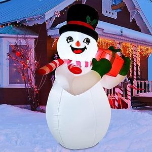 Christmas Inflatables Snowman with a Box Blow Up Yard Decorations Clearance with LED Lights  or Xmas Indoor Garden Lawn