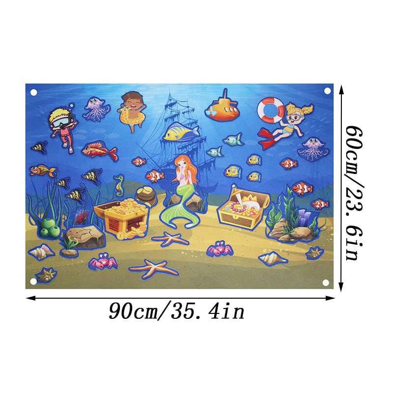 Felt Board Story Set Sea Themed Preschool Early Learning Interactive Play Kit Reusable Wall Hanging Gift for Kids Classroom