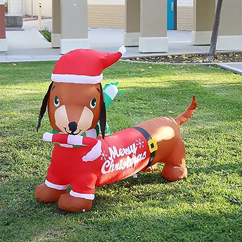 Christmas Inflatables Dachshund Dog, Blow Up Yard Decoration Clearance with LED Lights Built-in for Holiday/Party/Yard/Garden