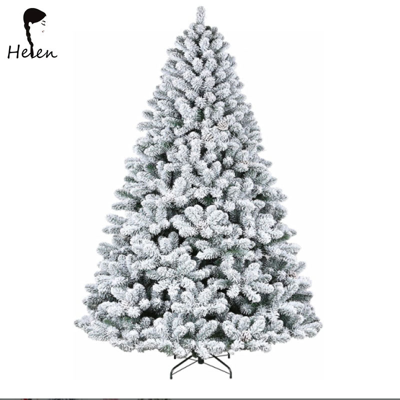 Helen New design Christmas Tree Branch Flocking Spray White Tree Plus Pine Cone Decoration Christmas Tree Big Xmas