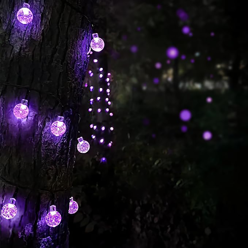 Waterproof outdoor purple crystal light ball string yard camping garden party lawn festive christmas decoration light string