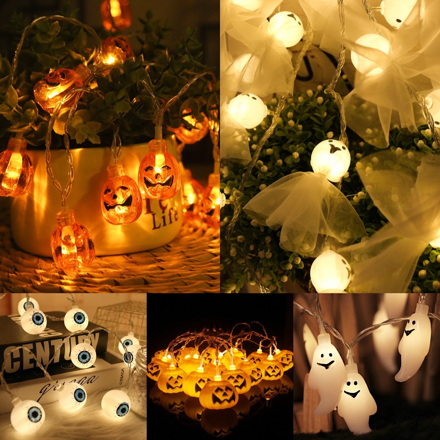 Halloween jack-o'-lantern string battery powered indoor and outdoor waterproof family holiday Christmas party decorations