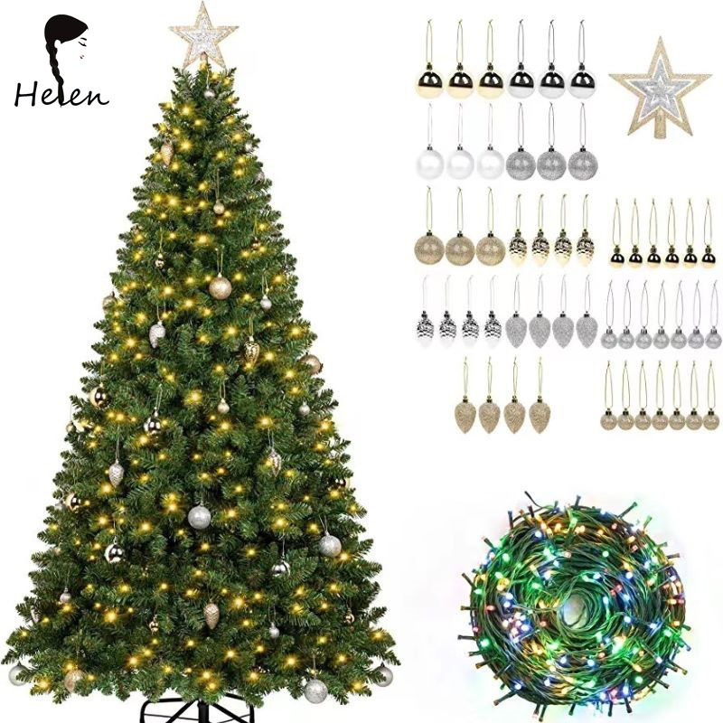 Helen Christmas Tree Branch Flocking Spray White Tree Plus Pine Cone Decoration Christmas Tree Big Xmas