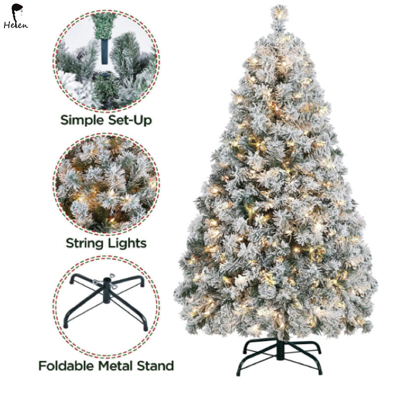 Helen New design Christmas Tree Branch Flocking Spray White Tree Plus Pine Cone Decoration Christmas Tree Big Xmas