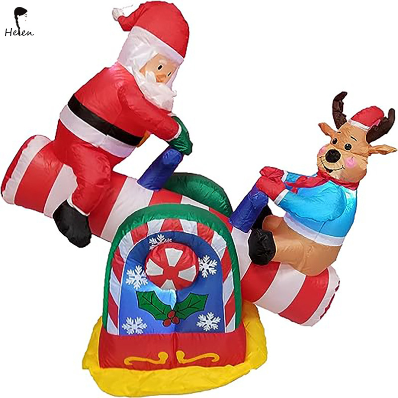 Christmas Inflatables Santa Clause Riding The Polar Bear with Shaking Head Outdoor Decorations Clearance Blow Up Yard Decor