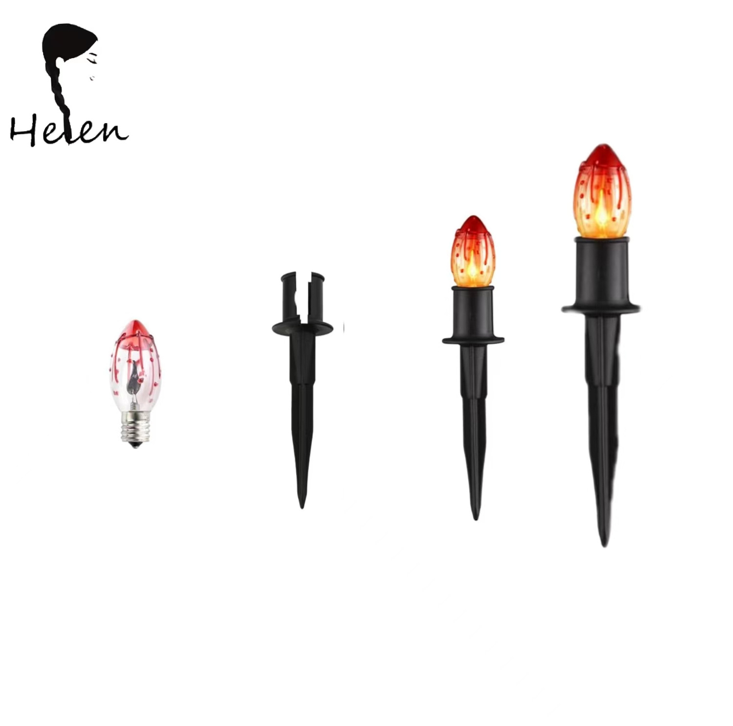 24.2ft Halloween Flame String Lights - 20 Lights C9 String Pathway Lights with Stakes Halloween Decoration