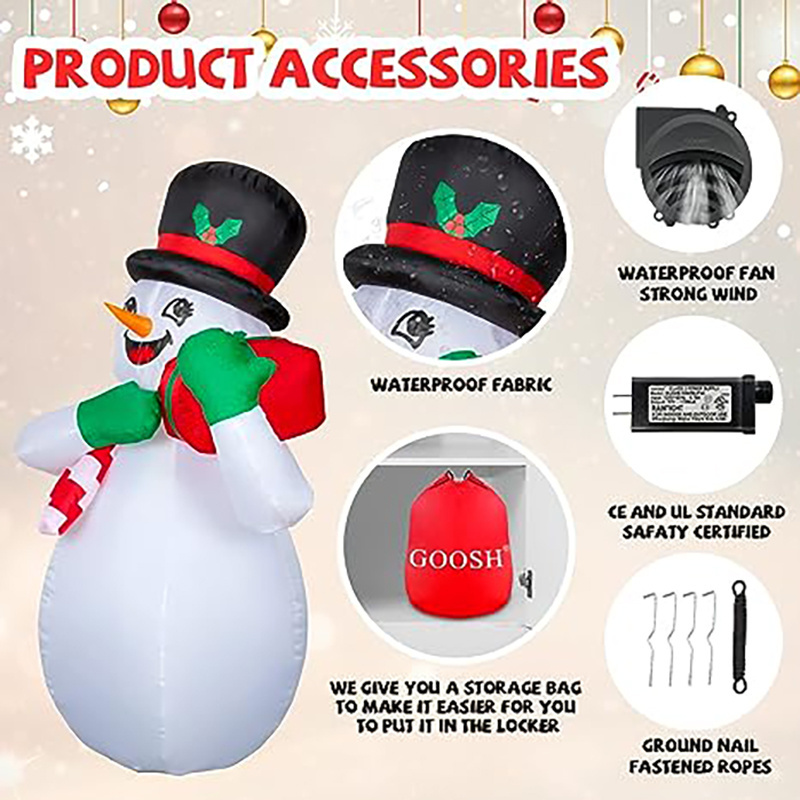 Christmas Inflatables Snowman with a Box Blow Up Yard Decorations Clearance with Lights Built-in or Xmas Holiday Party Indoor