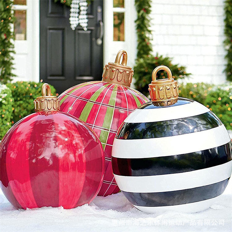 Giant Inflatable Christmas Ball 24 Inch Christmas PVC Inflatable Decorated Ball Large Christmas Inflatables Outdoor Decorations