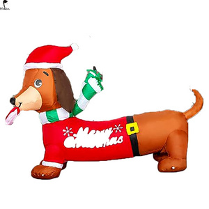 Christmas Inflatables Dachshund Dog, Blow Up Yard Decoration Clearance with LED Lights Built-in for Holiday/Party/Yard/Garden