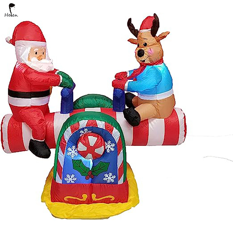 Christmas Inflatables Santa Clause Riding The Polar Bear with Shaking Head Outdoor Decorations Clearance Blow Up Yard Decor