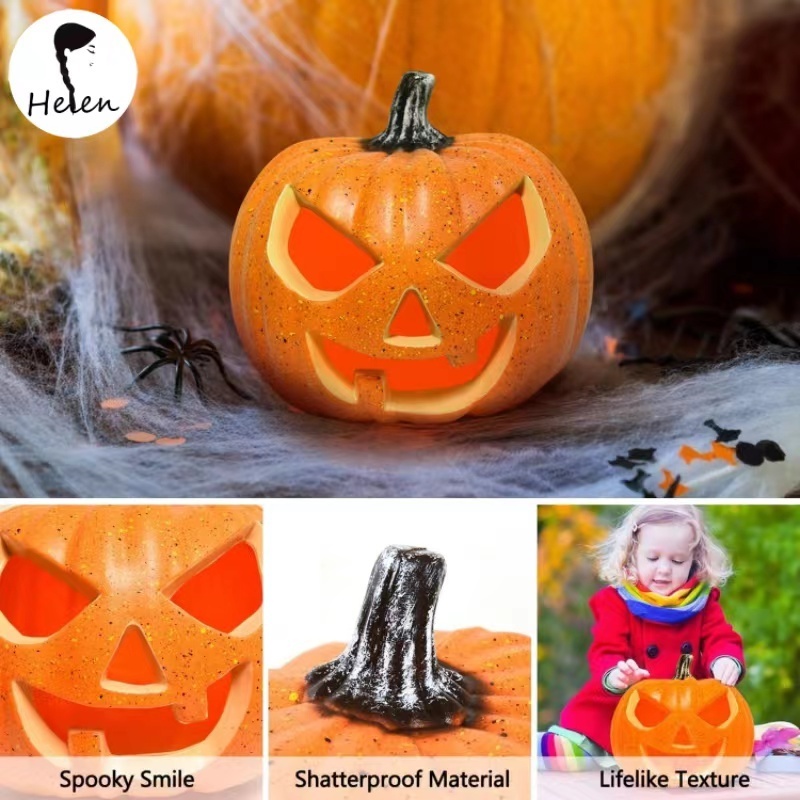 Halloween Light up Pumpkin Outdoor Indoor Battery Operated Lighted Pumpkin with Spooky Lights  Pumpkin Decorations Party Favor