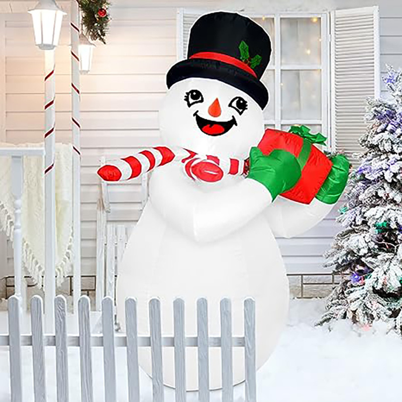 Christmas Inflatables Snowman with a Box Blow Up Yard Decorations Clearance with LED Lights  or Xmas Indoor Garden Lawn